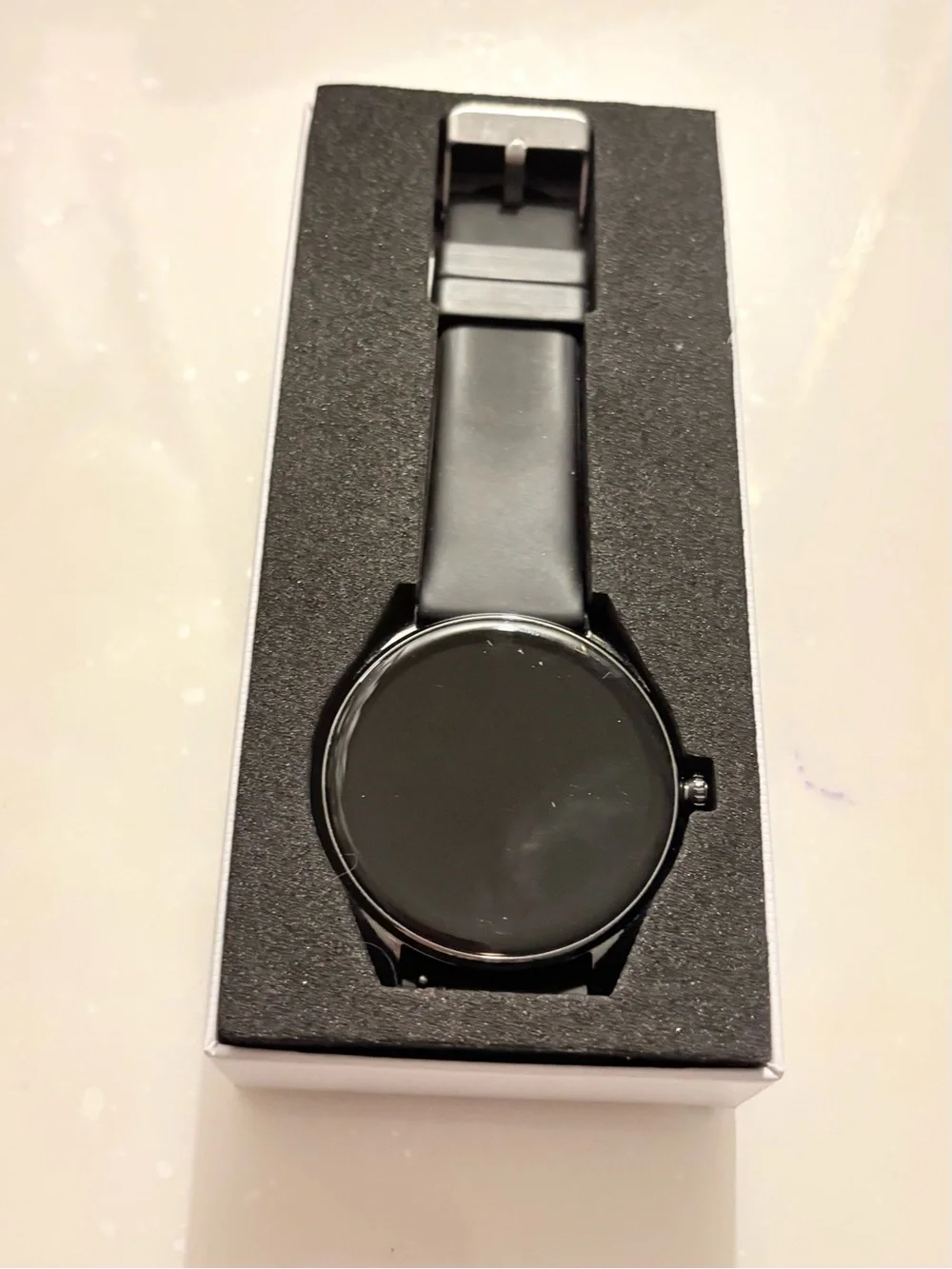 Smart Watch with Black Silicone Strap and Silver Metal Band